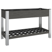 Fioriera | Cassetta per fiori | Vaso Rialzata Giardino con Ripiano Grigia 120x50x75 cm WPC