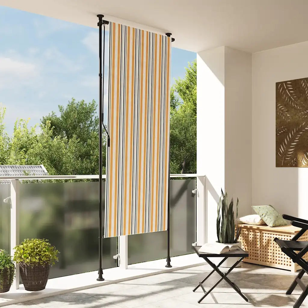 Tenda a Rullo Esterno Gialla e Bianca 120x270cm Tessuto Acciaio 368773