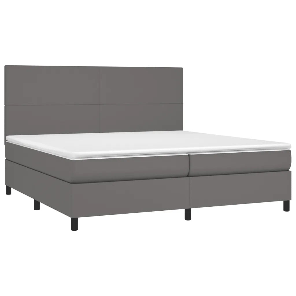 Giroletto Molle con Materasso e LED Grigio 200x200cm Similpelle cod mxl 60644