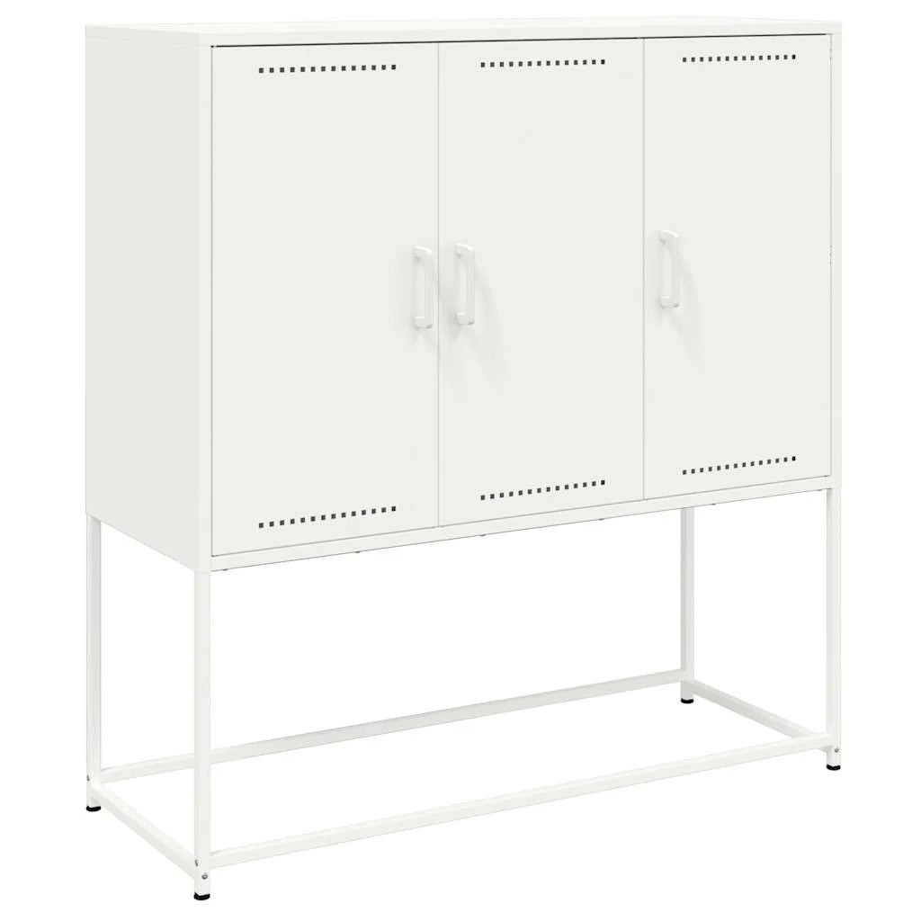 Buffet credenza cassettiera mobiletto mobile contenitore organizer cucina soggiorno salotto alto 100,5 x 39 x 107 cm acciaio bianco 02_0032251