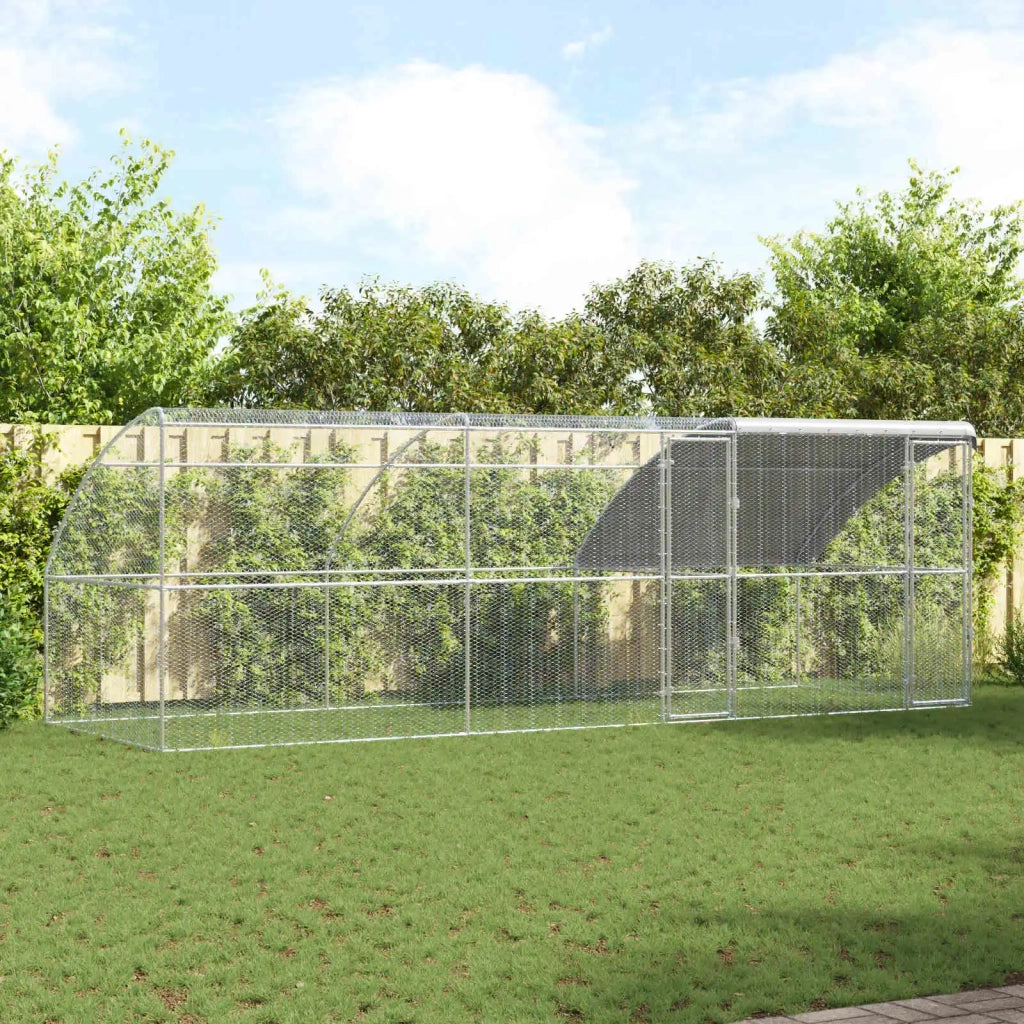 Gabbia per polli 3 pcs Argento 600 x 200 x 200 cm Acciaio e PE
