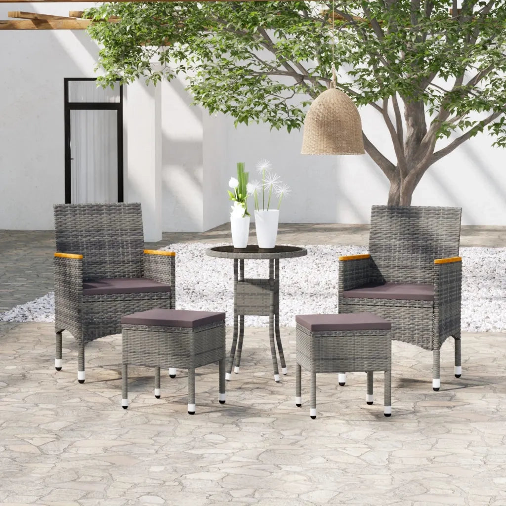 Set Divani da Giardino 5 pz | Set Salotto da Giardino in Polyrattan Grigio