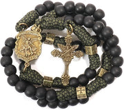 Cordone di Paracordu in Acciaio Nero - Materiale Resistente e Forte - Simile all'Oro Antico - Crocifissore in Acciaio Nero - Adatto per l'Uso Giornaliero