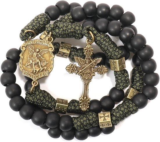 Cordone di Paracordu in Acciaio Nero - Materiale Resistente e Forte - Simile all'Oro Antico - Crocifissore in Acciaio Nero - Adatto per l'Uso Giornaliero