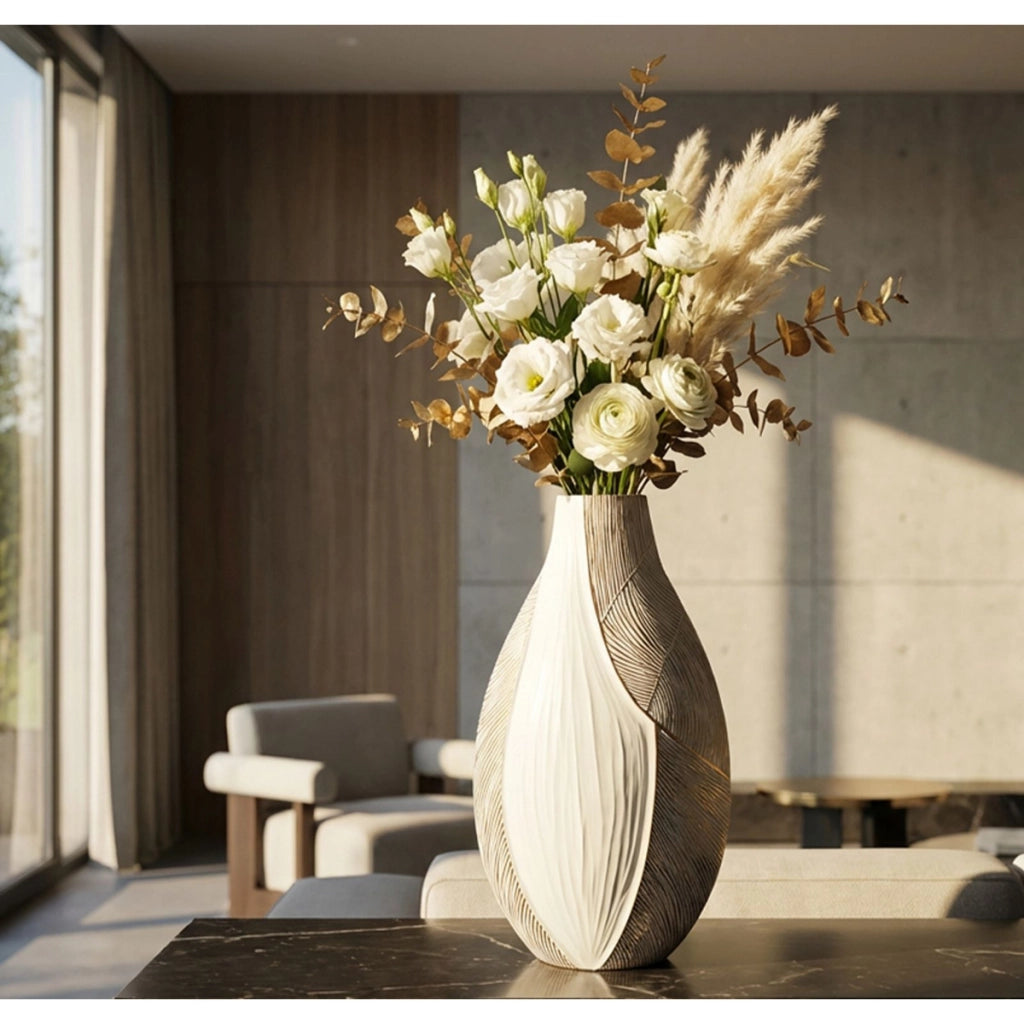 Vaso Decorativo VKH1030, Bianco, Poliresina, 29,5x13,5x50 cm