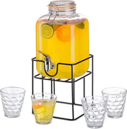 Dispensatore da Bevande Retro da 4,2 Litri con Rubinetto - 4 Orecchioni e Rubinetto per Limone