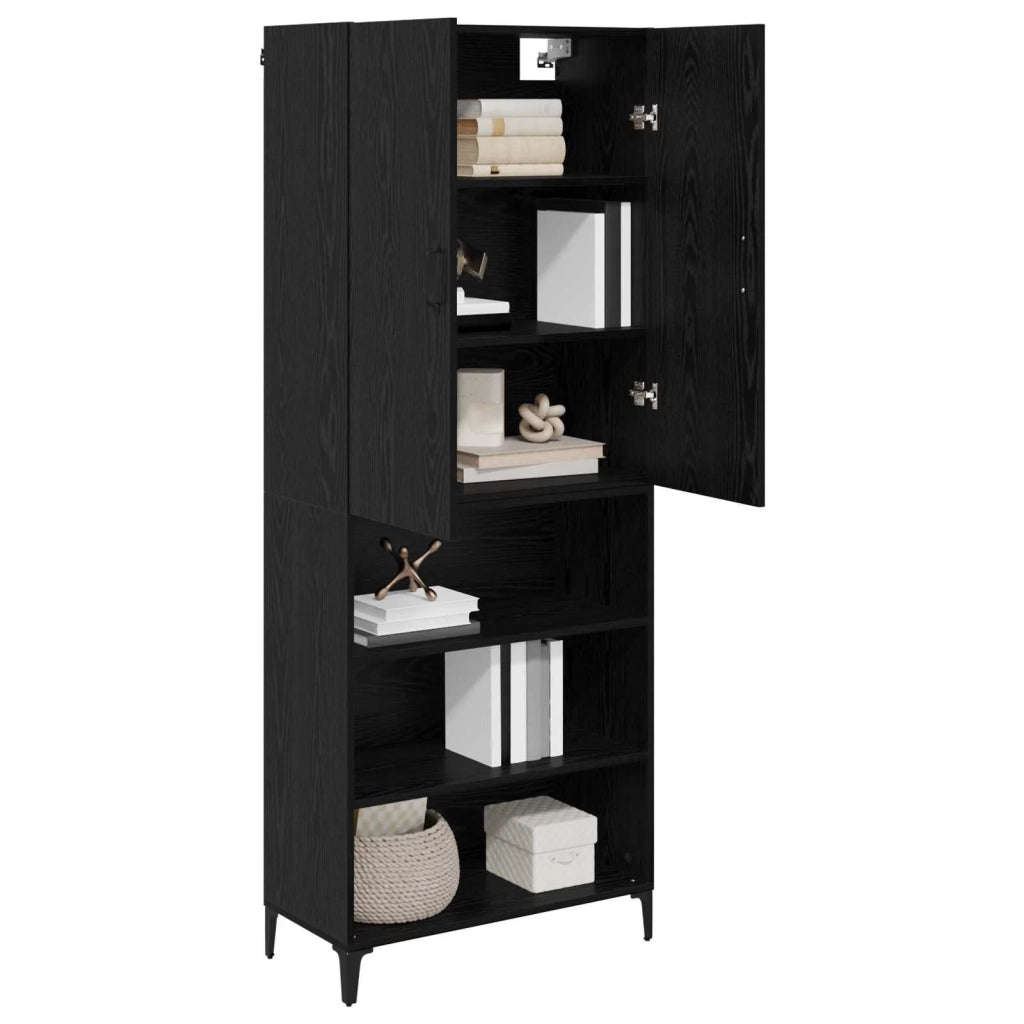Credenza | Madia | Buffet da pranzo | Armadio da pranzo Rovere Nero 69,5 x 34 x 180 cm Legno multistrato