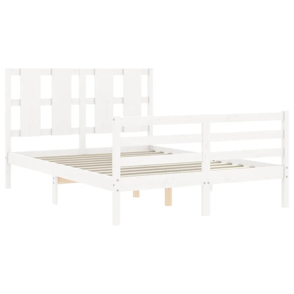 Giroletto con Testiera-Struttura Letto con testiera Bianco 140x200 cm in Legno Massello 869725