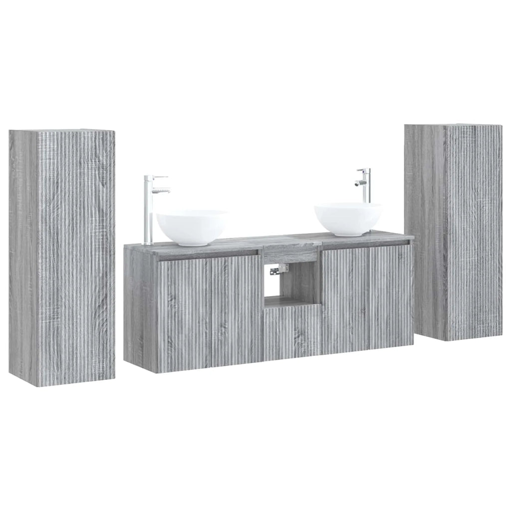 Set di mobili per il bagno 5 pz Sonoma grigio 3405989