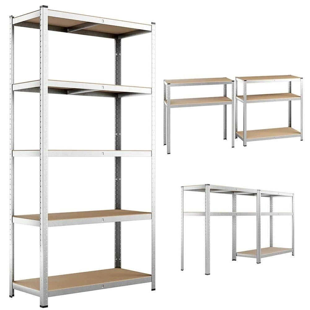Trade Shop - Scaffale Metallo Zincato 5 Ripiani Mdf Scaffalatura Carichi Pesanti 180x120x45cm -