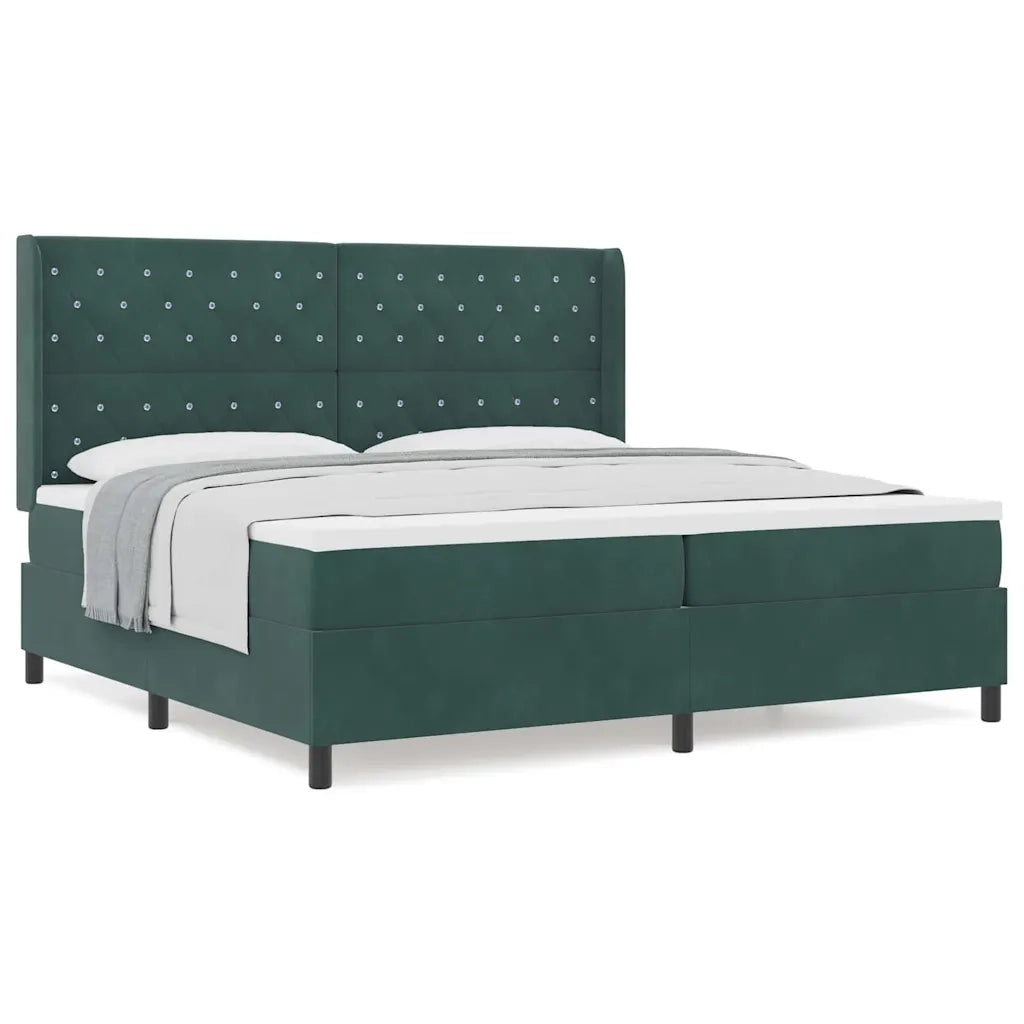 vidaXL Letto a molle con testiera Verde scuro 200 x 200 cm Velluto