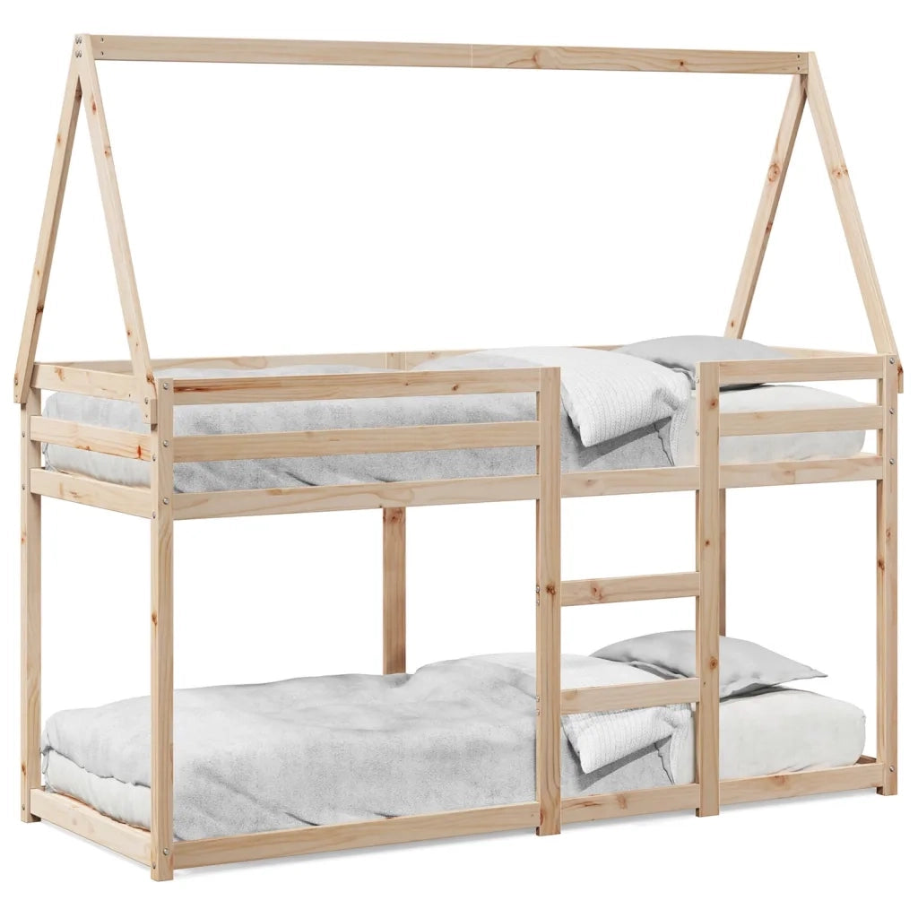 Letto singolo | Letto per adulti | Letto a Castello con Tetto 80x200 cm in Legno Massello di Pino