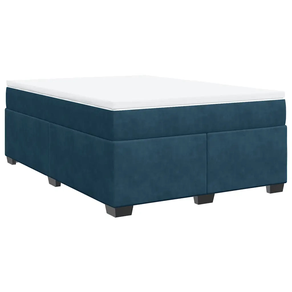 vidaXL Giroletto a Molle con Materasso Blu Scuro 140x190 cm in Velluto