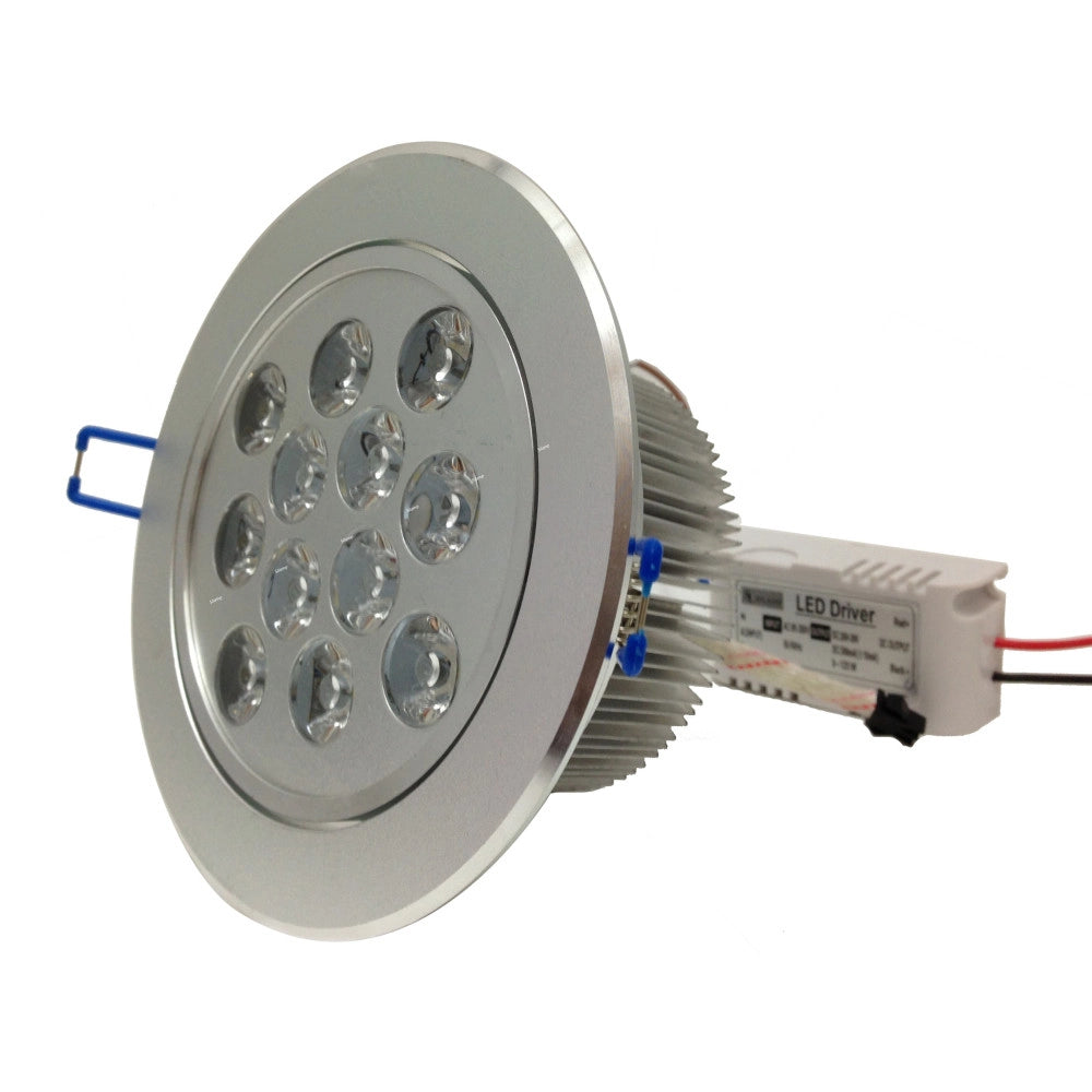 Trade Shop - Faretto 12 Led 12w Ad Incasso Orientabile Spot Luce A Molla Con Alette Driver -