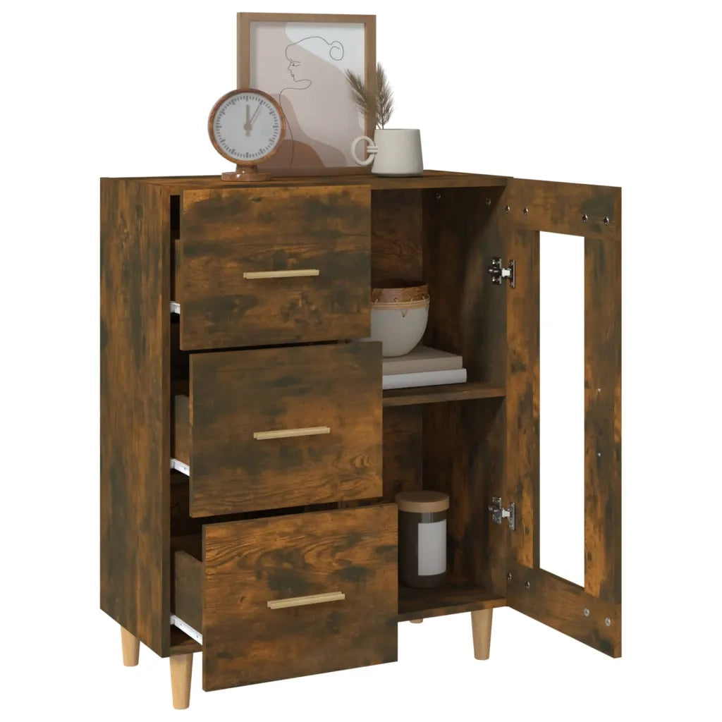 Credenza Rovere Fumo 69,5x34x90 cm in Legno Multistrato 817363
