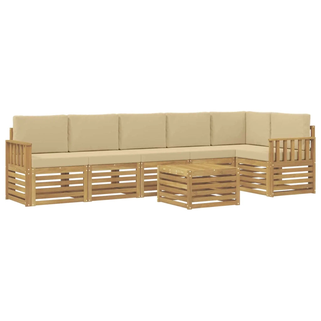 Set di divani da esterno 7 pcs Bianco e Beige 59 x 59 x 37 cm 3391948
