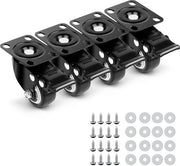 Pneumatici per mobili 4 pezzi, 40 mm, pesanti con freno, 360°, per mobili fino a 200 kg, pneumatici silenziosi con viti e anelli per trasporto mobili, scrivania e cassetti.
