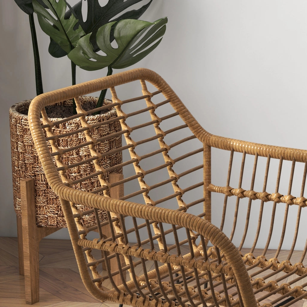 Sedia da pranzo ¨C Zephmum ¨C Naturale e nero, Rattan, 56x60x79