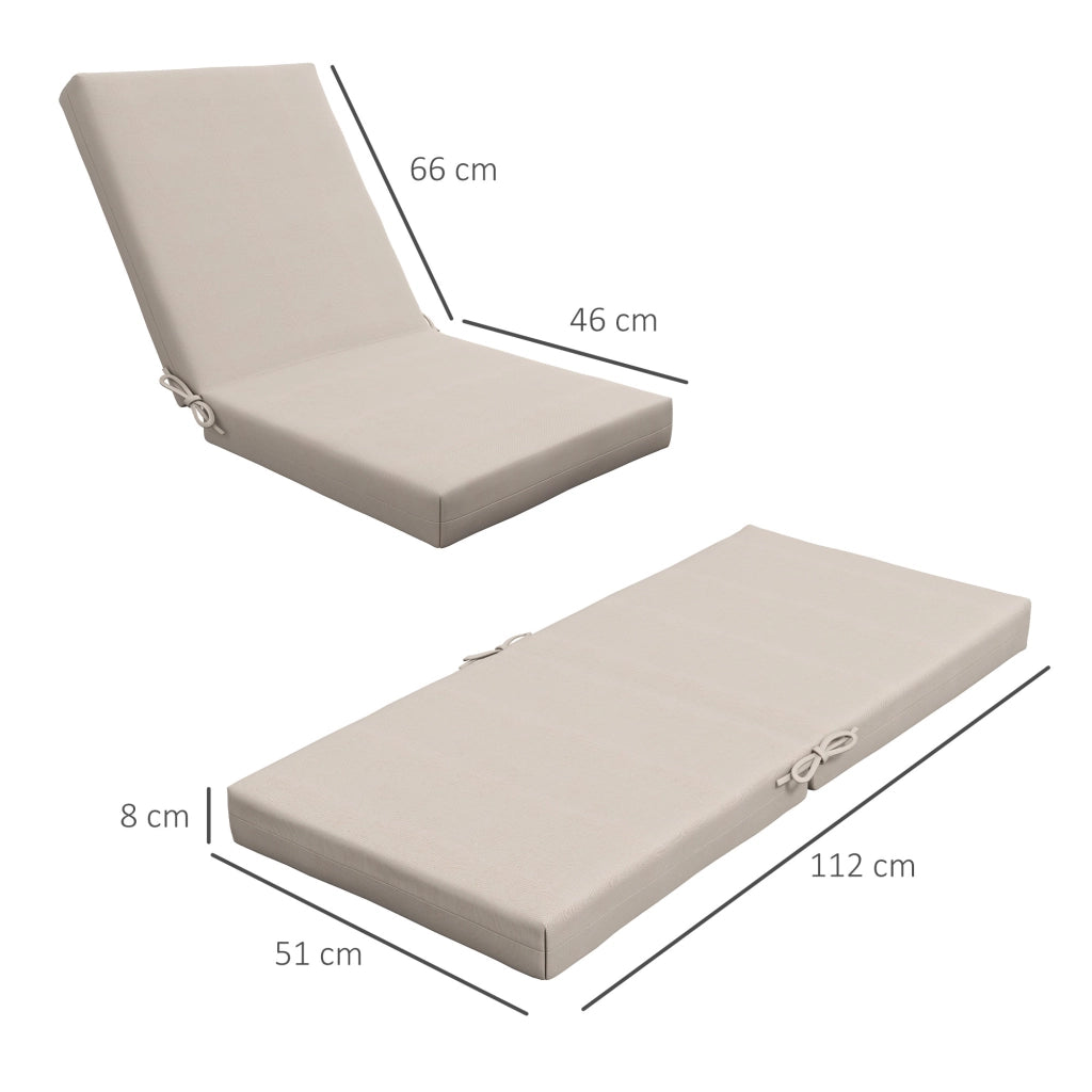 Set 2 Cuscini per Sedie da Giardino con Schienale ¨C Xylo ¨C Beige 112x51 cm Spessore 8 cm