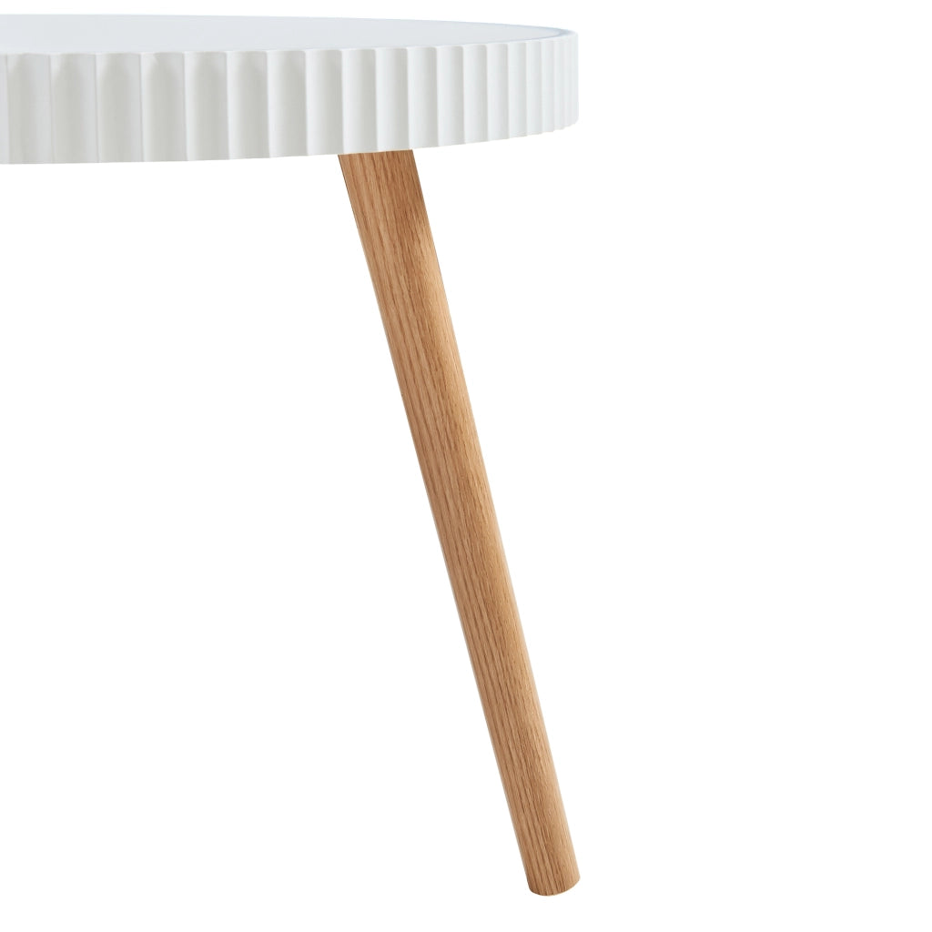 Tavolino Basso Bongard a Piano Rotondo Ø50 x 45 cm -  Bianco [en.casa]