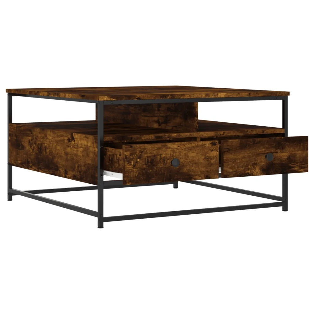Tavolino da Salotto-Tavolino da soggiorno-Tavolo Rovere Fumo 80x80x45 cm Legno Multistrato
