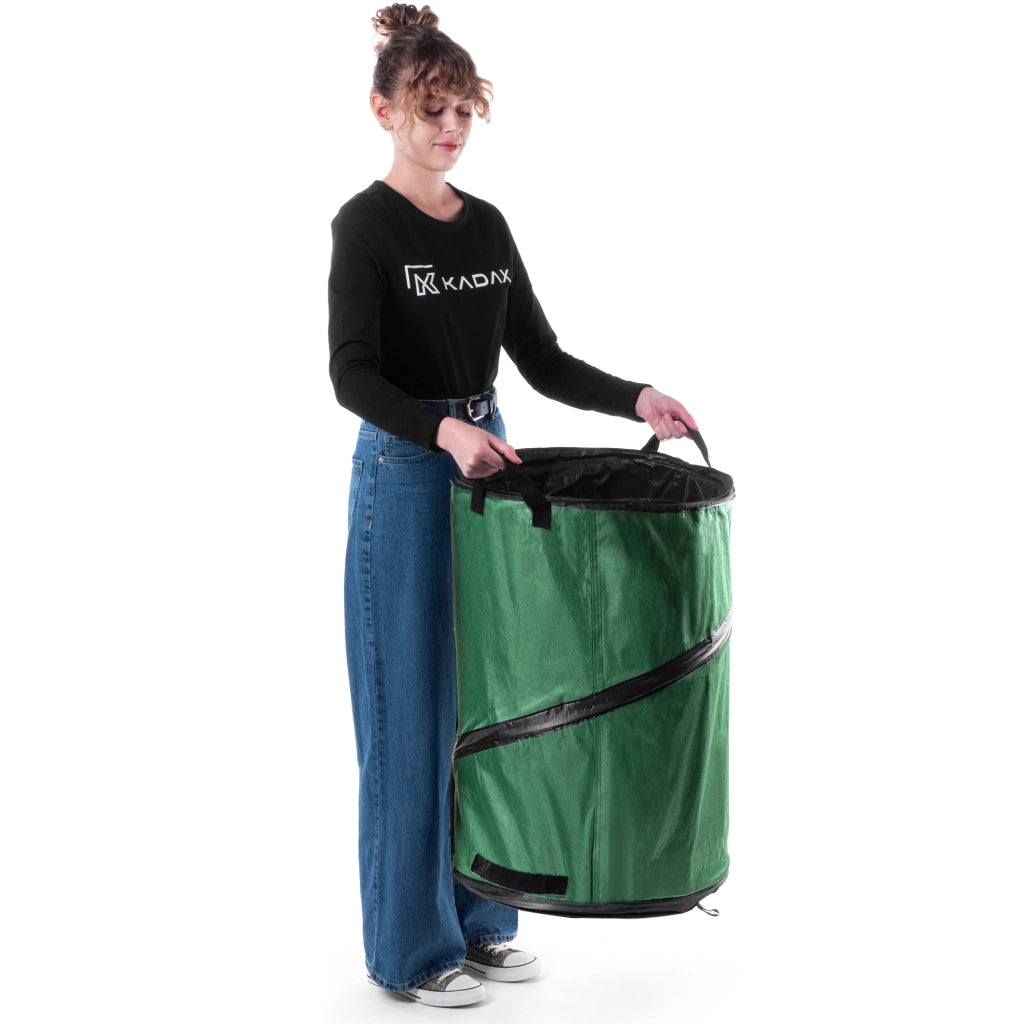 KADAX Sacchetto per foglie, rifiuti da giardino, pieghevole, resistente, con maniglie, 120 L