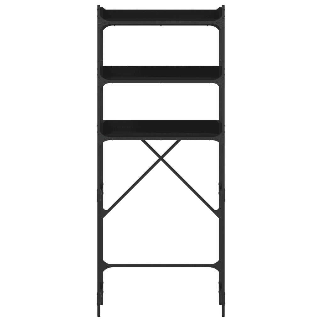 Scaffale per Lavatrice Nero 67x25x163 cm in Legno Multistrato 838978