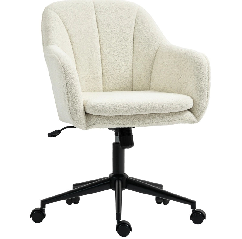 Sedia da ufficio beige in poliestere effetto velluto con altezza regolabile