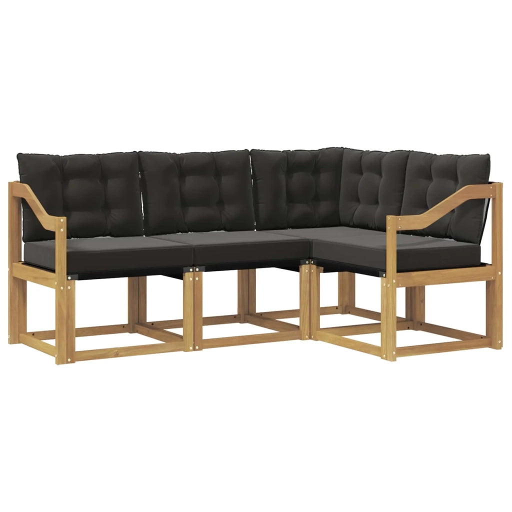 Set di divani da esterno con cuscino 4 pcs Bianco e Nero