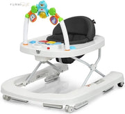 Seggiolino da viaggio 2 in 1 con contenitore di giocattoli regolabile in tre posizioni e 6 cuscini antiscivolo, adatto per bambini da 6 a 18 mesi, colore grigio.