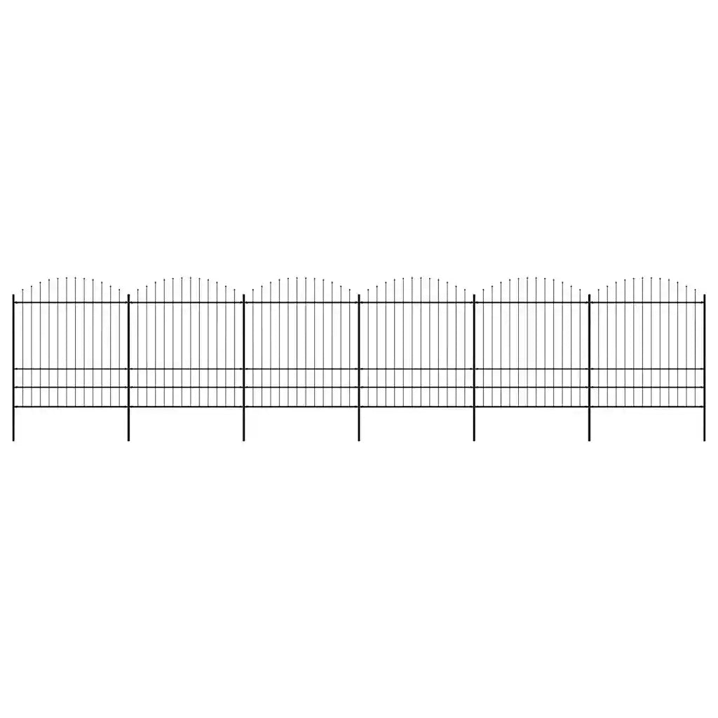 Recinzione da Giardino con Punta a Lancia in Acciaio 1005x200 cm Nera 277753