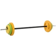 Set Bilanciere e Dischi da 20 kg totali Antiscivolo con 6 Pesi e 2 Clip di Fissaggio, Ø28x130 cm, Multicolore