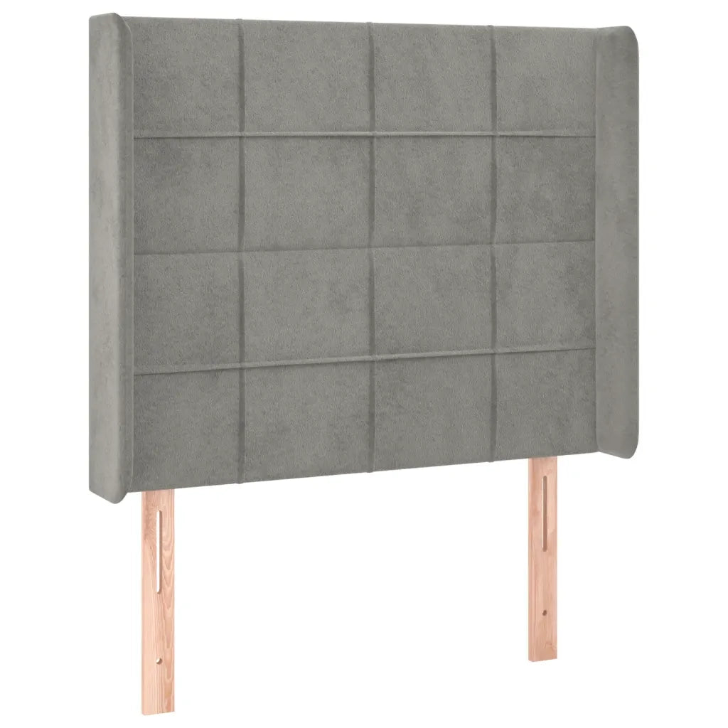 Letto a Molle Materasso e LED Grigio Chiaro 90x200 cm Velluto