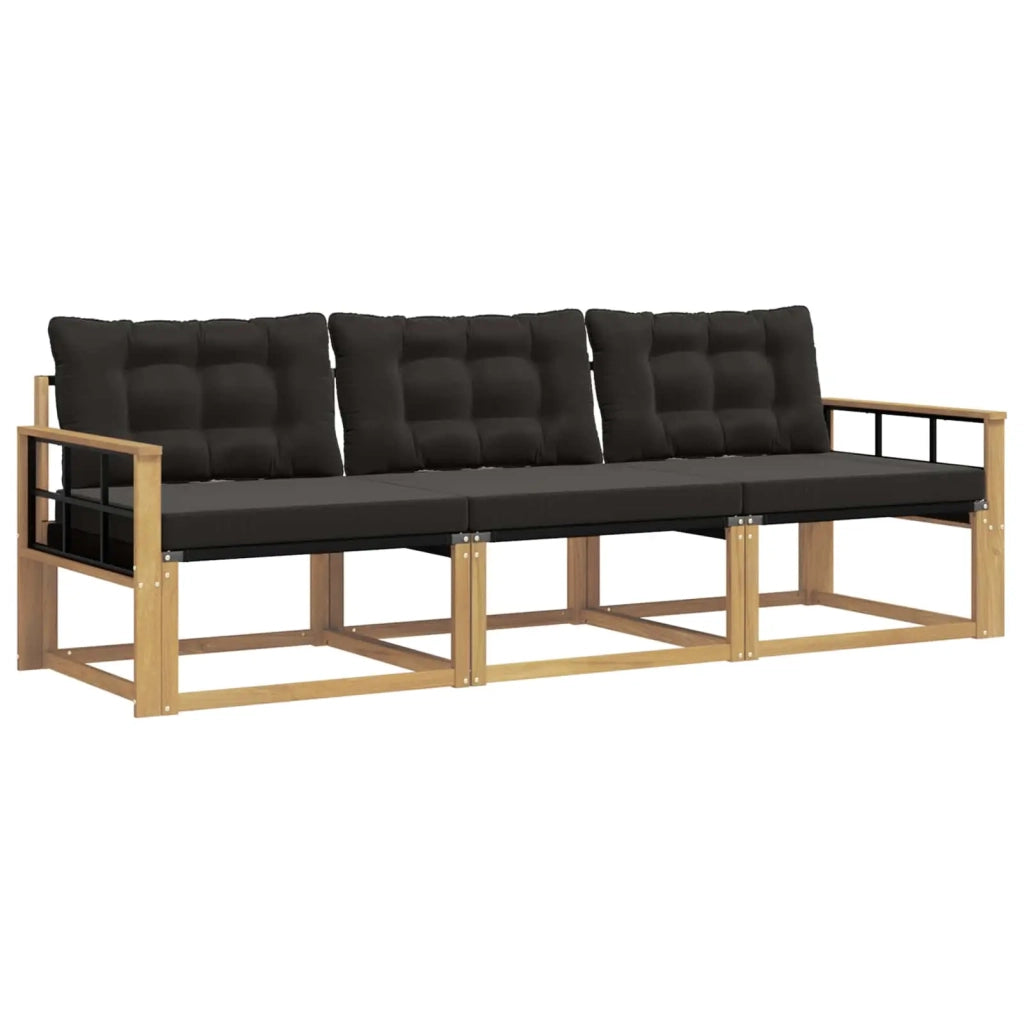 Set di divani da esterno 3 pz Bianco e Nero 3388378
