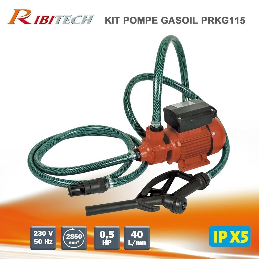 Trade Shop - Pompa Gasolio Ribitech Prkg115 40l/min Per Travaso Carburante Diesel Benzina -