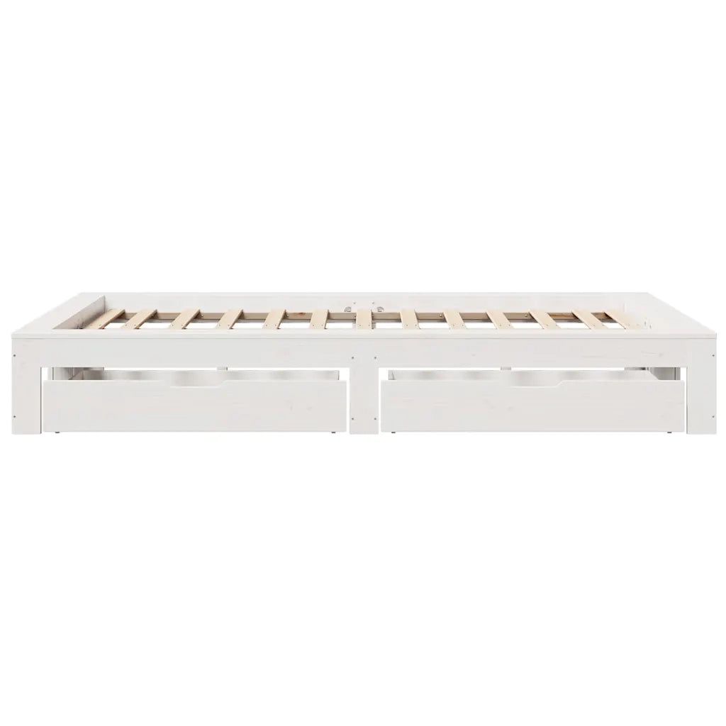 Giroletto senza Materasso Bianco 135x190 cm Legno Massello Pino