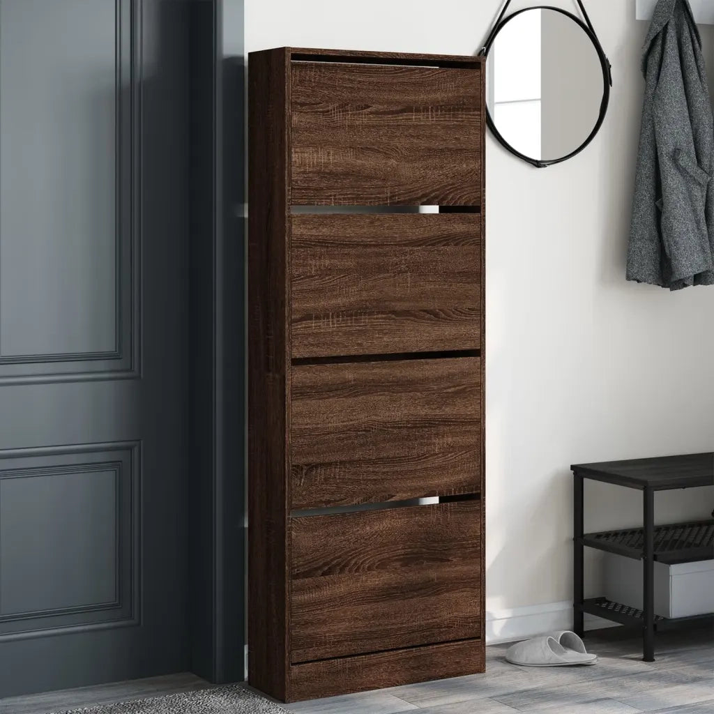 vidaXL Scarpiera Rovere Marrone 60x21x163,5 cm in Legno Multistrato
