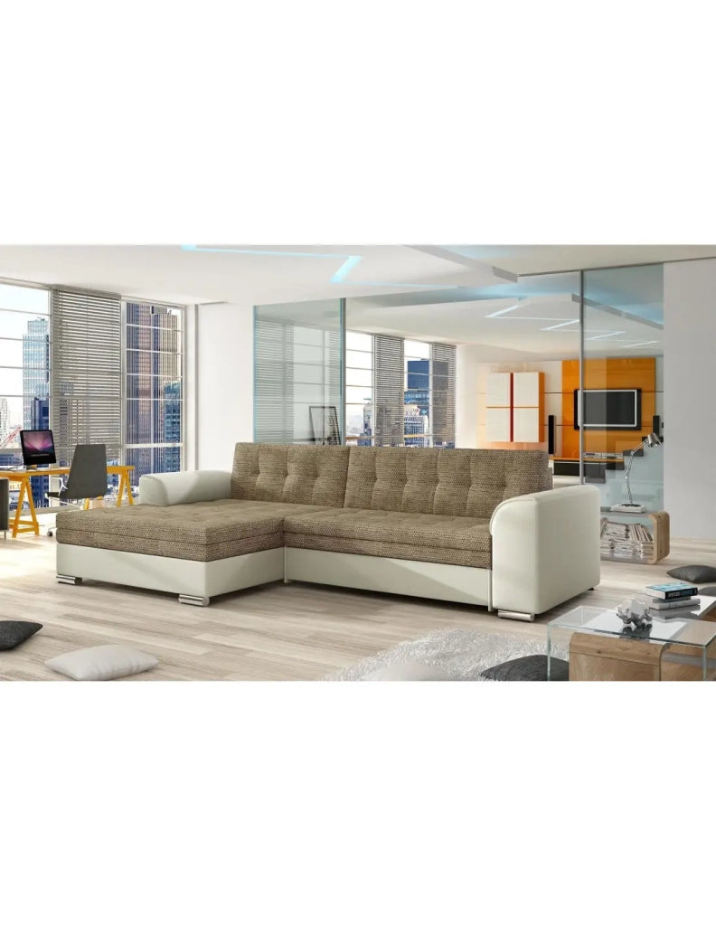 Divano angolare convertibile CONFORTO 4 posti beige e crema – angolo sinistro