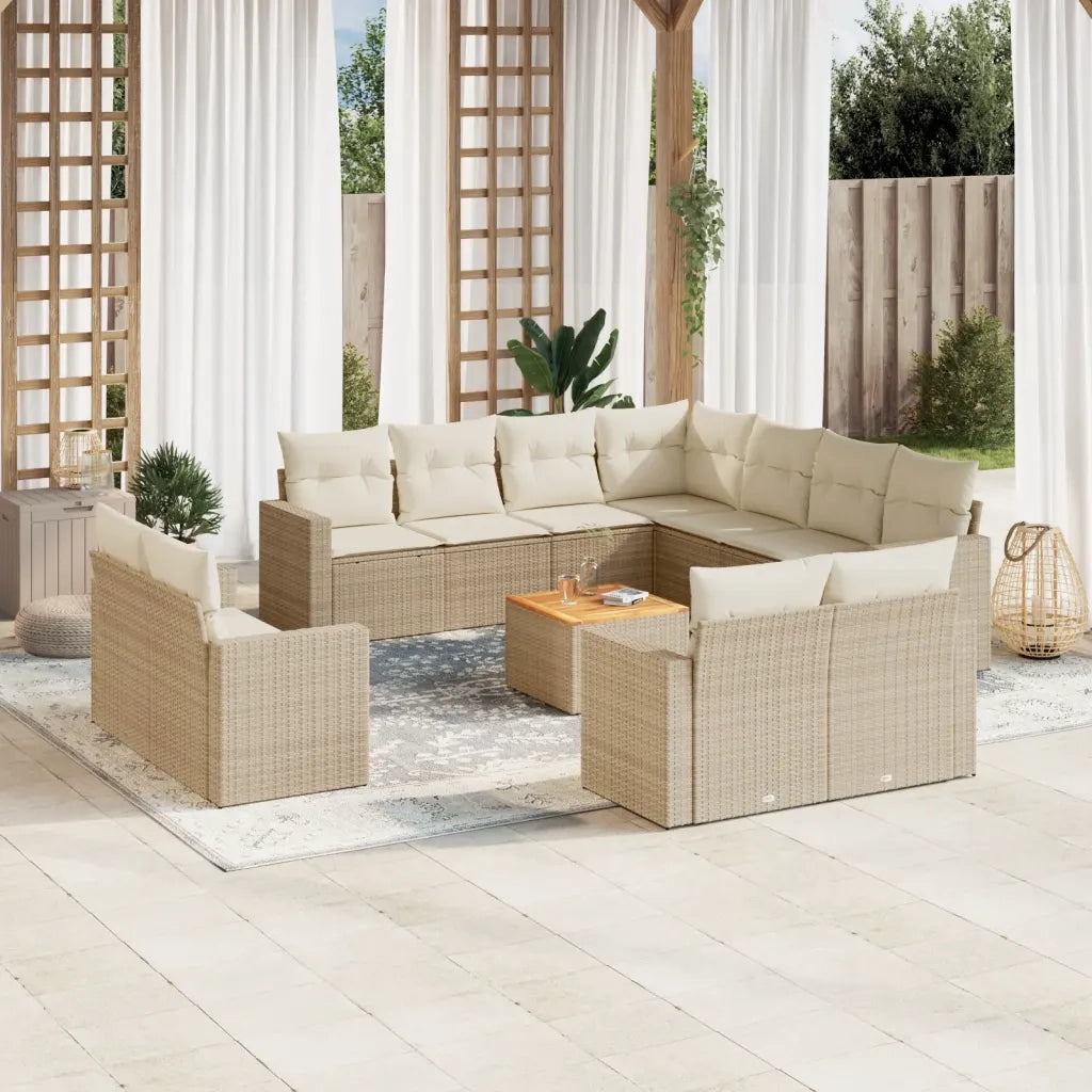 Set Divani da Giardino 12 pz con Cuscini Beige in Polyrattancod mxl 114308