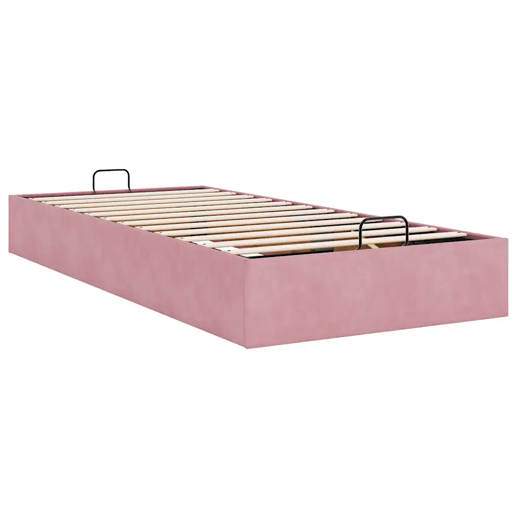 vidaXL Struttura Letto Pouf Senza Materasso Rosa 90x190 cm Velluto