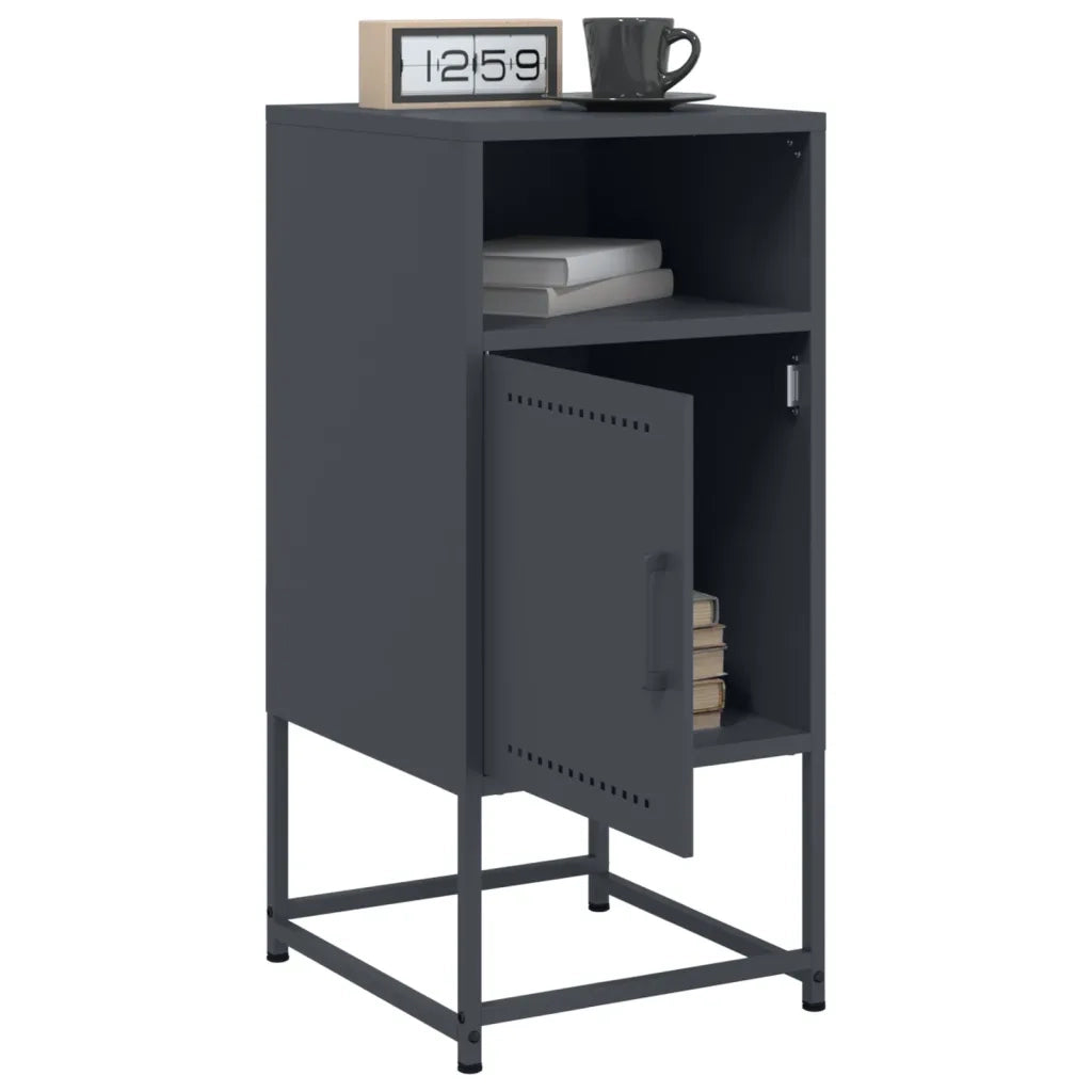 Comodini 2 pz-Set di 2 Tavolino da notte Antracite 36x39x78 cm in Acciaio 402715