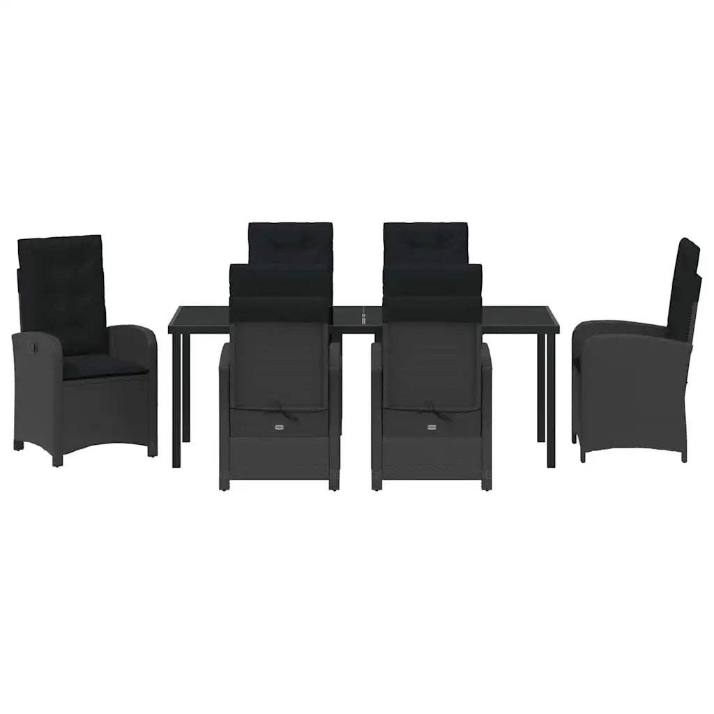 Set da Pranzo per Giardino con cuscino 7 pcs Nero polyrattan 3380265