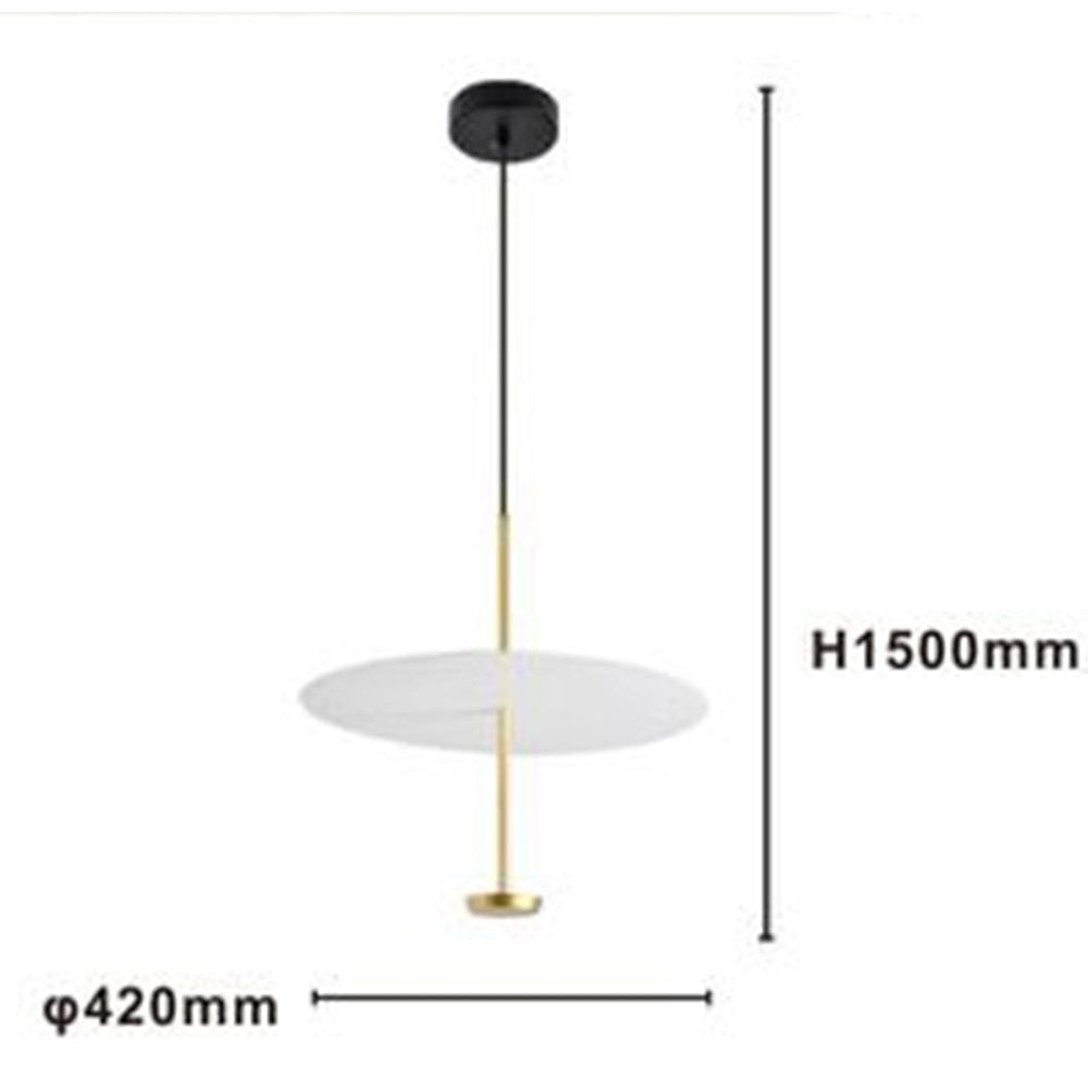 Trade Shop - Lampadario A Sospensione Luce 6500k Led 18w Disco Paralume Piatto Bianco Oro Tondo 33207 -
