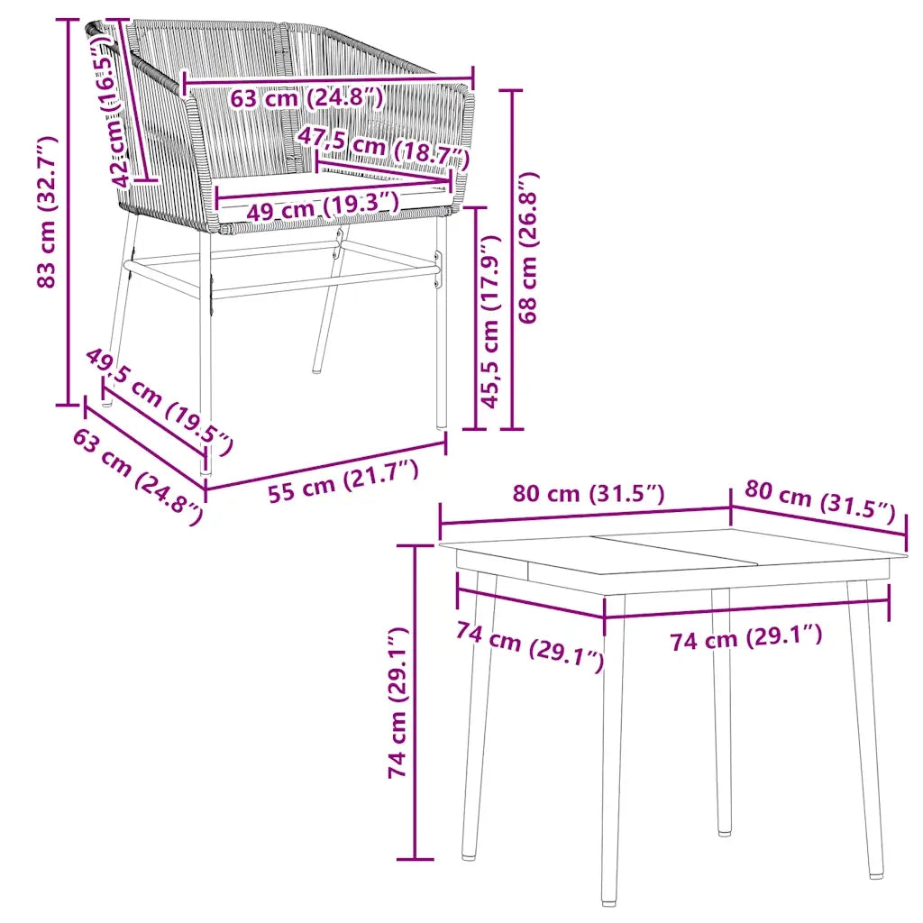 Set da Pranzo da Giardino 5 pz | Set Salotto da Giardino con Cuscini Polyrattan Vetro