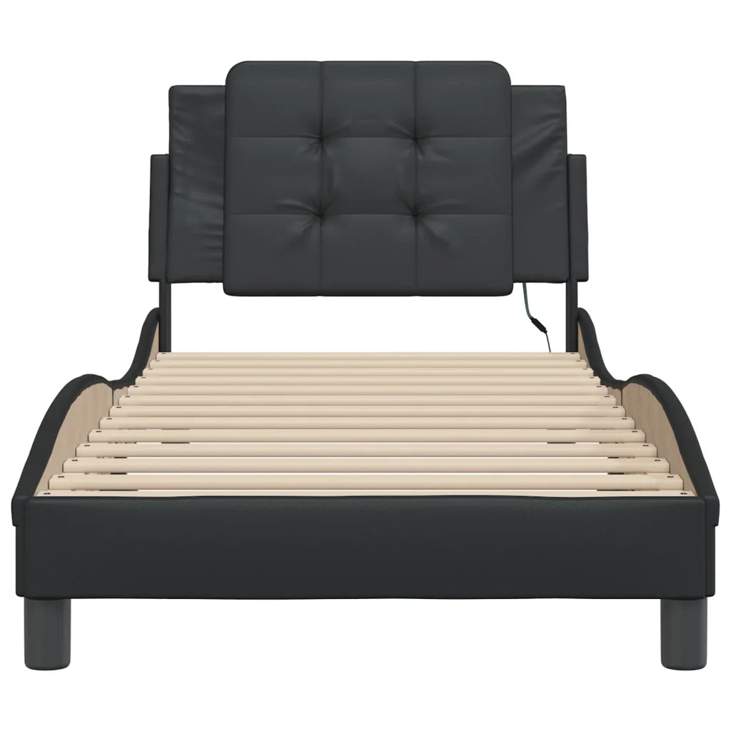 Giroletto con LED senza Materasso-Struttura Letto Zadar Nero 90x190 cm