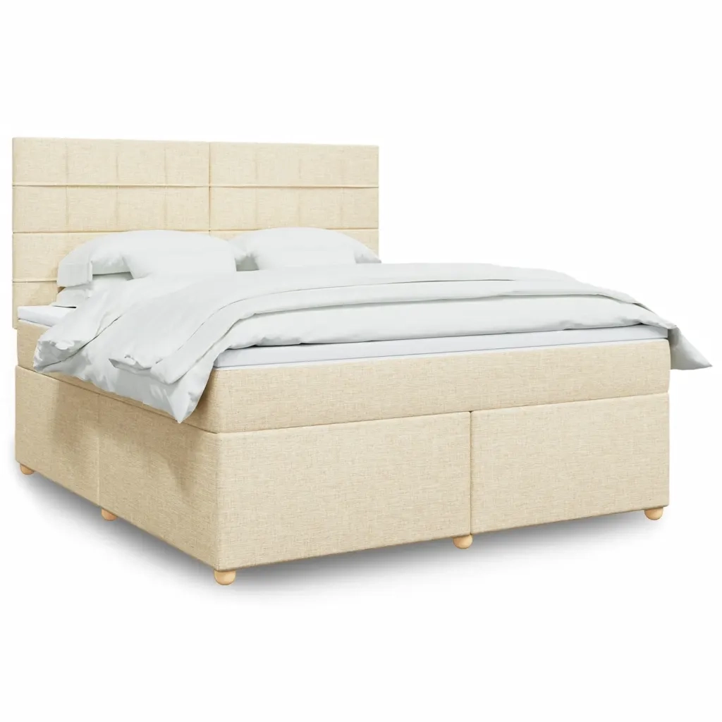 vidaXL Giroletto a Molle con Materasso Crema 180x200 cm in Tessuto