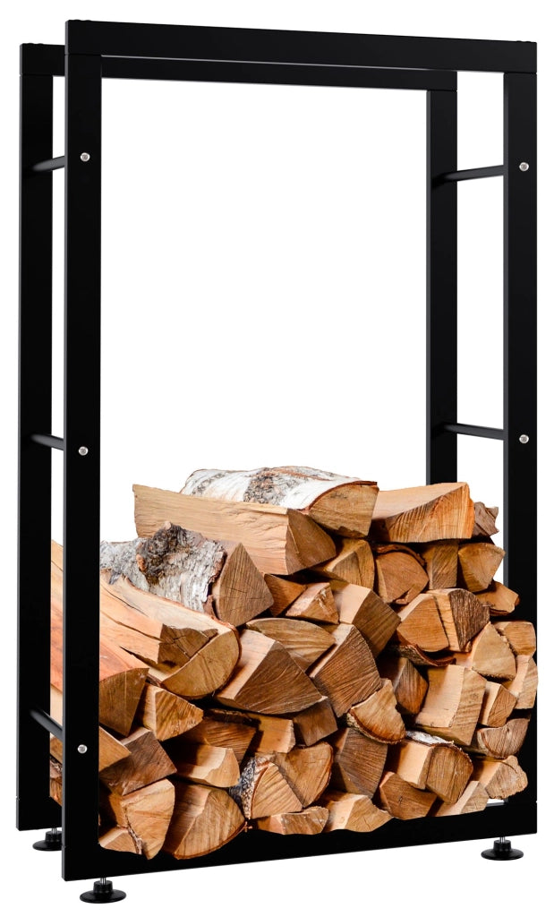 Esclusivo portalegna KERI V2 in metallo nero,25x60x100 cm