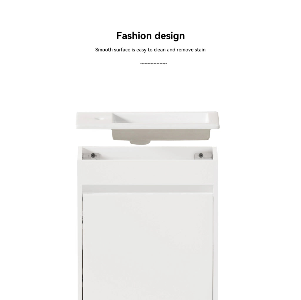 Mobile bagno bianco 46 cm con ampia capacità e anta con chiusura soft