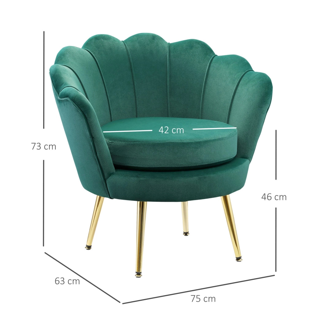 EasyComfort Poltrona Vintage di Design in Velluto Verde Poltroncina da Camera