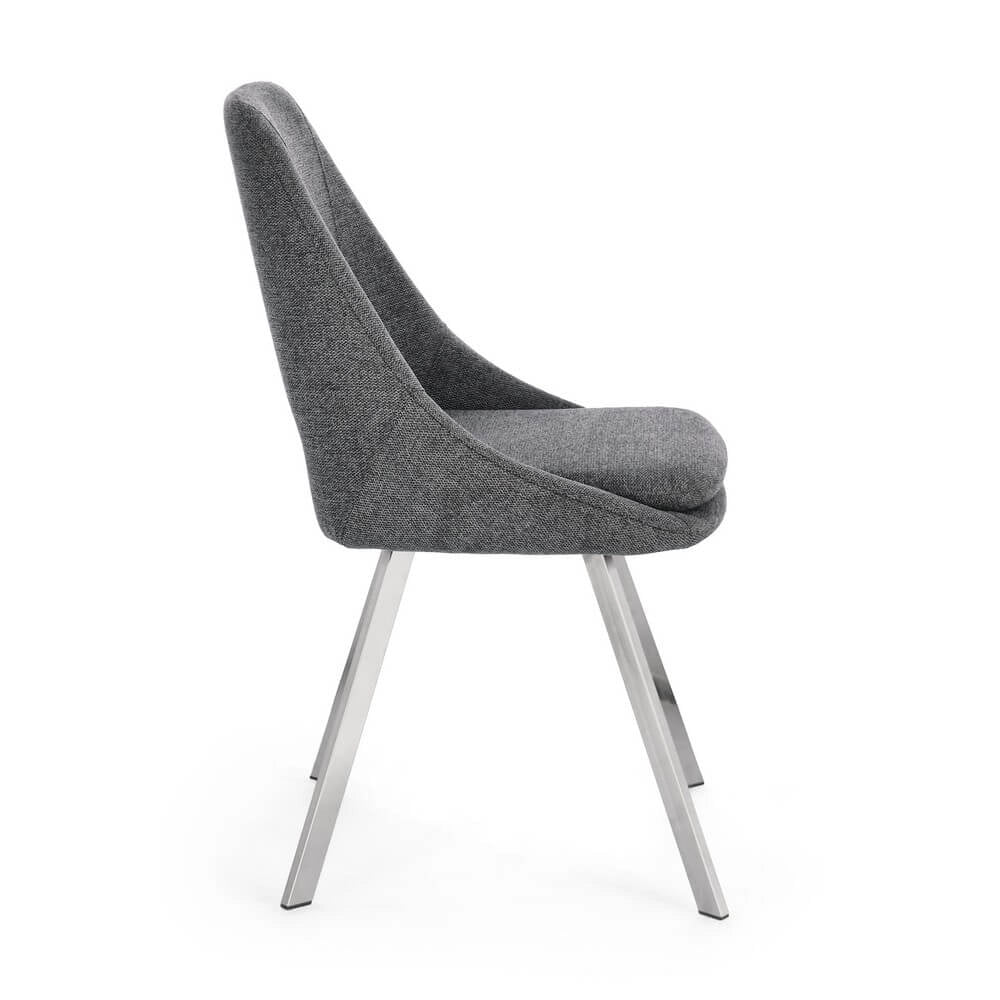 Set di 2 Sedie Imbottite in Tessuto con Gambe in Acciaio - GRIFFIN